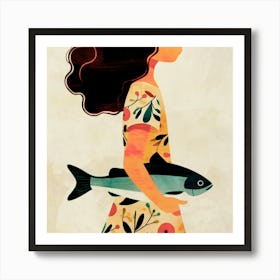 Girl With Fish 01 Art Print