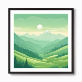 Misty mountains background in green tone 150 Art Print