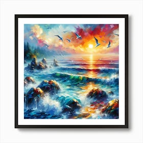 Sunset At The Sea Art Print