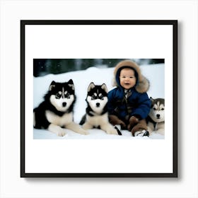 Husky Puppies Art Print