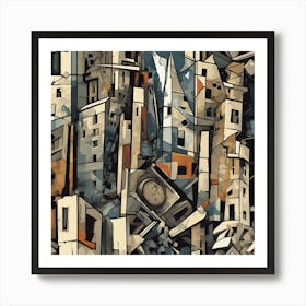 Abandoned Skyscrapers Fragmented Cubism Style Art Print