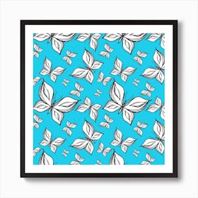 Butterflies On A Blue Background Art Print