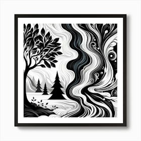 Black and White Abstract Art 283 Art Print