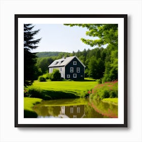 Pond And House 1 Art Print