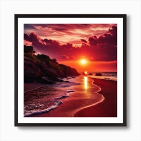 Sunset On The Beach 458 Art Print