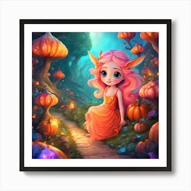 Little Girl In The Pumpkin Patch Art Print