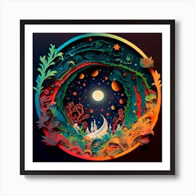 Moon In The Forest Art Print