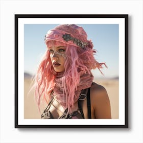 Pink Haired Girl In Desert Art Print