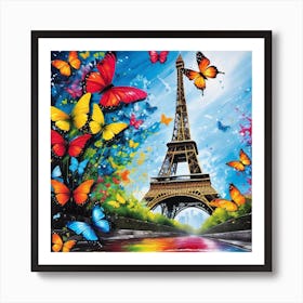 Paris With Butterflies 123 Art Print