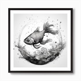 Goldfish In Water Art Print