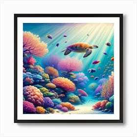 Underwater Paradise - Wall Print Art Discover The Beauty Of The Ocean With Vibrant Marine Life And Colorful Coral Reefs, Perfect For Enhancing Any Space Art Print