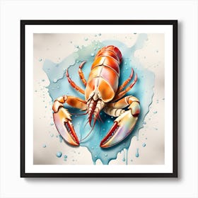Lobster Vector Illustration watercolor dripping Art Print