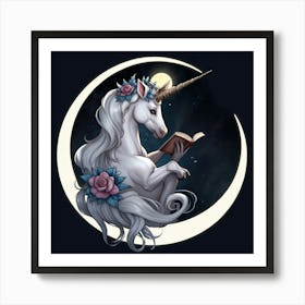 Unicorn Reading A Book Art Print