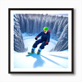 Snowboarder In The Snow 4 Art Print
