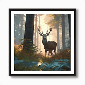 Deer In The Forest 179 Art Print