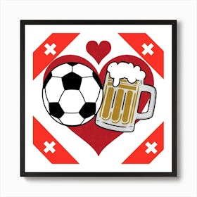 Swiss Football and beer Art Print