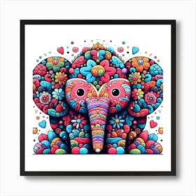 Elephant With Flowers 1 Art Print