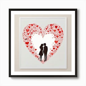 Couple In A Heart Art Print