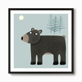 Bear Trees Moon Art Print