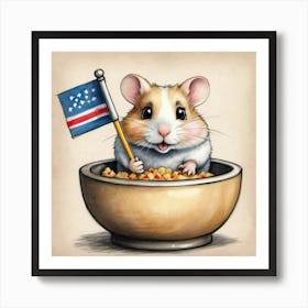 Hamster With American Flag Poster