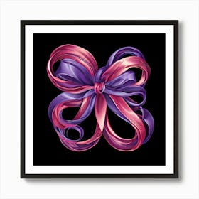 Purple Ribbon Bow Art Print