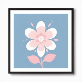 A White And Pink Flower In Minimalist Style Square Composition 562 Art Print