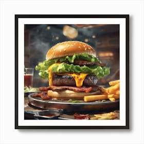 Burger And Fries Art Print