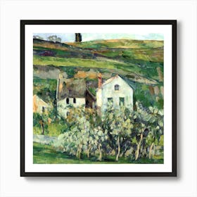 House On A Hill Oil Painting Landscape Illustration Art Print