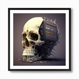 Myeera Human Skull Mixed With An Old Computer Dabbd126 7e25 4c4c 9383 36c041ff6594 Art Print