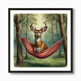 Deer In A Hammock 3 Art Print