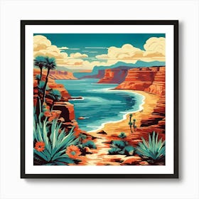 California Coast, Travel Posters A Retro-Inspired Travel Posters Showcasing Iconic Destination Art Print