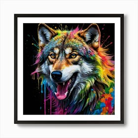 Colorful Wolf 2 Art Print