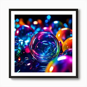 Glow Shapes Neon Bright Color 3d Fluid Bubbles Luminous Vibrant Vivid Radiant Flowing G (12) Art Print