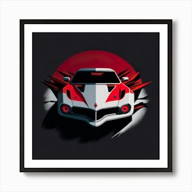Car Red Artwork Of Graphic Design Flat (121) Art Print