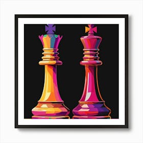 Vibrant King And Queen Chess Pie Art Print