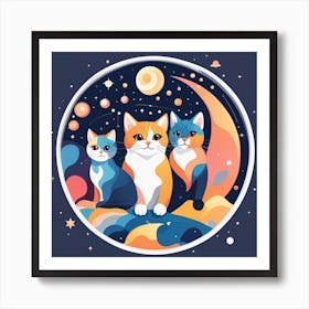 Astro-cats Art Print