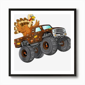 Thanksgiving Turkey Riding Monster Truck Boys Art Print