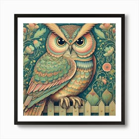 Owl On A Fence Art Print