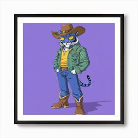 Creatai 24830 A Cartoon Style Anthropomorphic Blue Tiger Stan 479a426d Fa5b 4ede 868f 35577341282f 3 Art Print