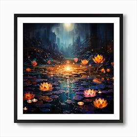 Abstract Art Of Festive Night Art Print