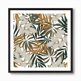 Trendy Seamless Tropical Pattern With Bright White Yellow Flowers Art Print