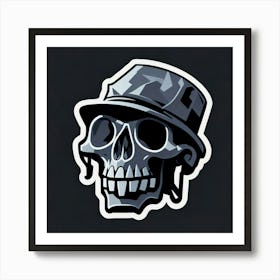 Skull Sticker With A Cap Silver (79) Art Print