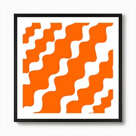 Slanting Orange Wavy Pattern Art Print