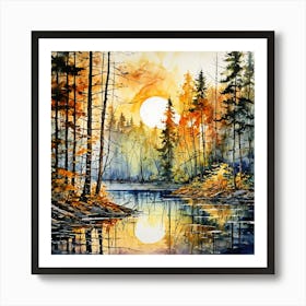 Sunset In The Forest 1 Art Print