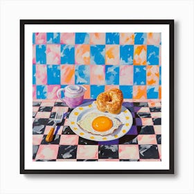 Continental Breakfast Pastel Checkerboard 3 Art Print