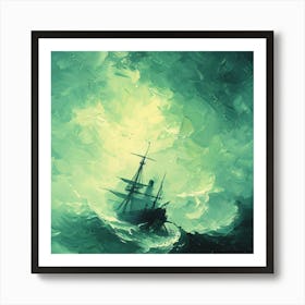 Ship In The Storm Art Print