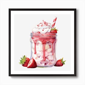 Strawberry Ice Cream In A Jar Art Print