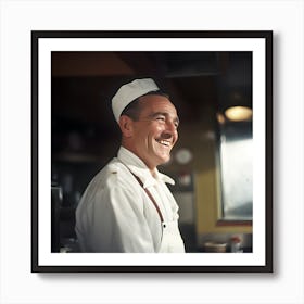 Vintage diner chef in kitchen Art Print