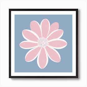 A White And Pink Flower In Minimalist Style Square Composition 528 Art Print