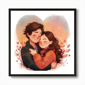 Couple Hugging 5 Art Print